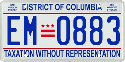 DC license plate EM0883