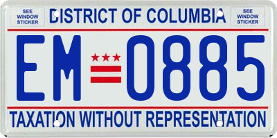 DC license plate EM0885