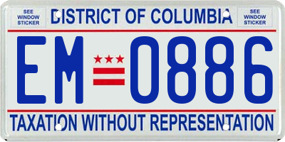 DC license plate EM0886