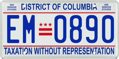 DC license plate EM0890