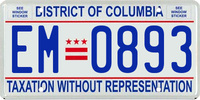 DC license plate EM0893