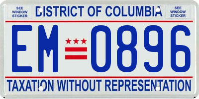 DC license plate EM0896