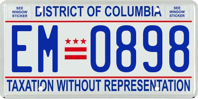 DC license plate EM0898