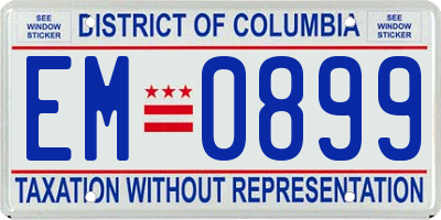 DC license plate EM0899