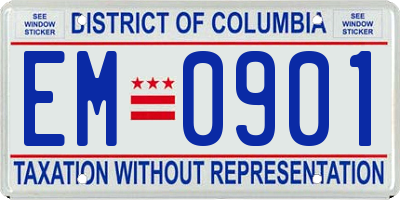 DC license plate EM0901