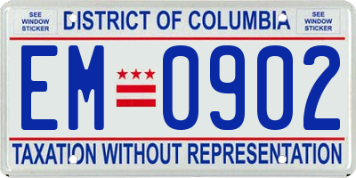 DC license plate EM0902
