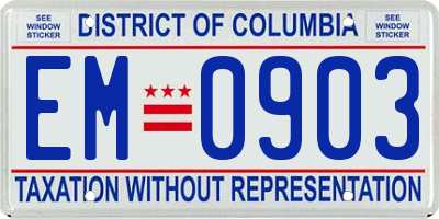 DC license plate EM0903