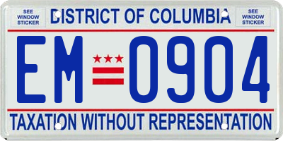 DC license plate EM0904