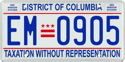 DC license plate EM0905