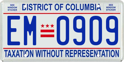 DC license plate EM0909