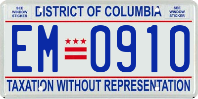 DC license plate EM0910