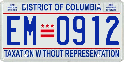 DC license plate EM0912