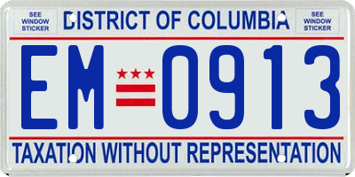 DC license plate EM0913