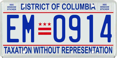 DC license plate EM0914