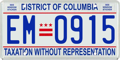 DC license plate EM0915