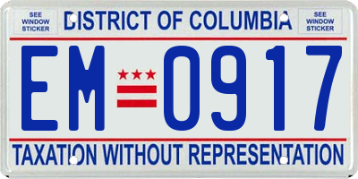 DC license plate EM0917