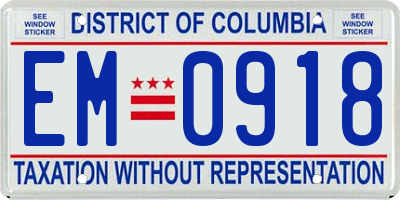 DC license plate EM0918