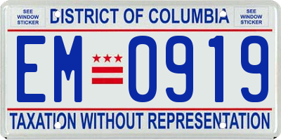DC license plate EM0919