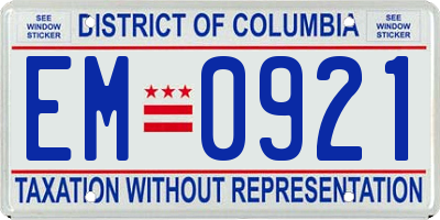 DC license plate EM0921