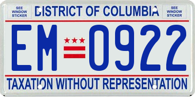 DC license plate EM0922
