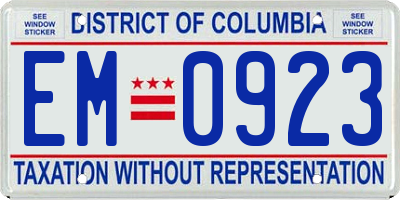 DC license plate EM0923