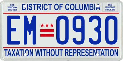 DC license plate EM0930