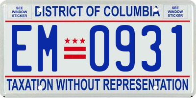 DC license plate EM0931