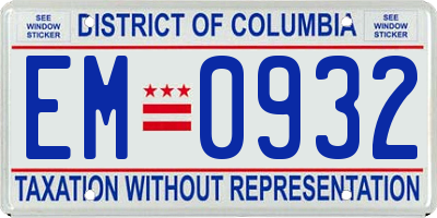 DC license plate EM0932