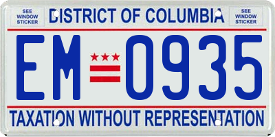 DC license plate EM0935