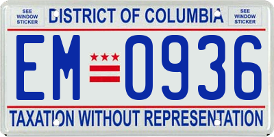 DC license plate EM0936