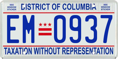 DC license plate EM0937
