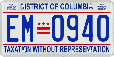 DC license plate EM0940