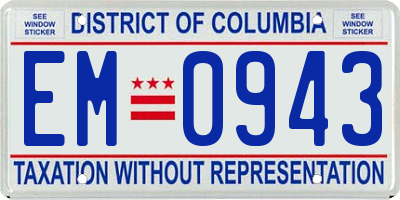 DC license plate EM0943