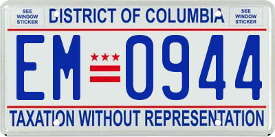 DC license plate EM0944