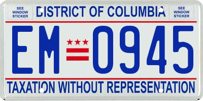 DC license plate EM0945