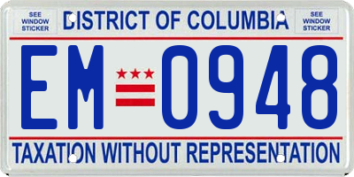 DC license plate EM0948