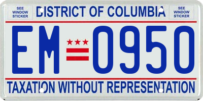 DC license plate EM0950
