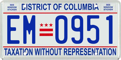 DC license plate EM0951