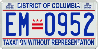 DC license plate EM0952