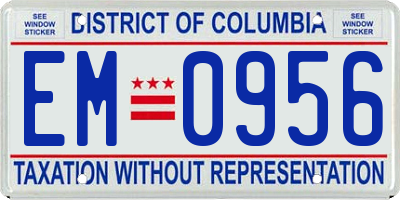 DC license plate EM0956
