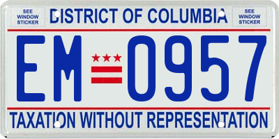 DC license plate EM0957