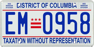 DC license plate EM0958