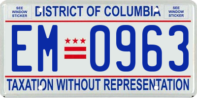 DC license plate EM0963