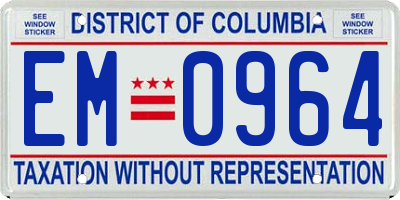 DC license plate EM0964