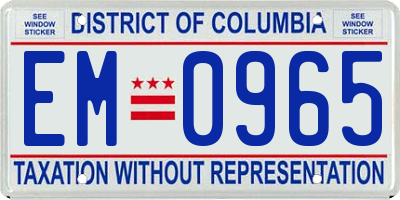 DC license plate EM0965