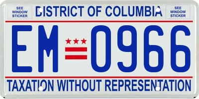 DC license plate EM0966