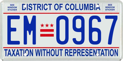 DC license plate EM0967