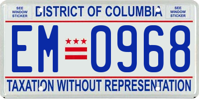 DC license plate EM0968