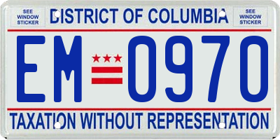 DC license plate EM0970