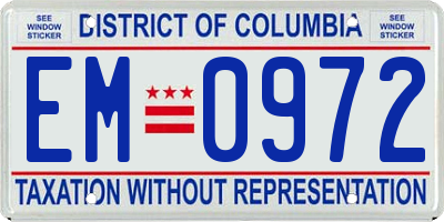 DC license plate EM0972